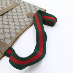 Gucci Supreme Sherry Monogram Large Web Shopping 868204 Brown Coated Canvas Tote