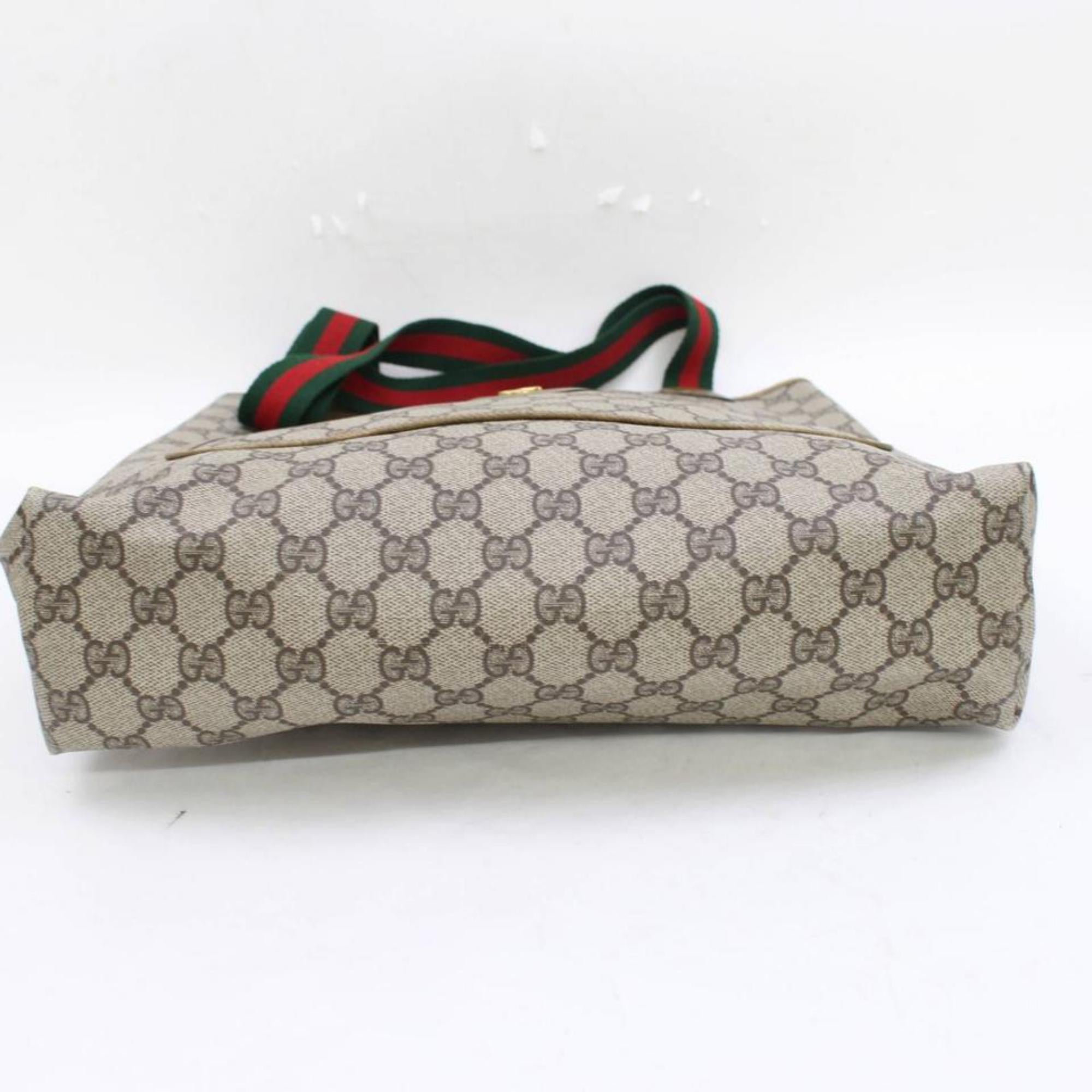 Gucci Supreme Sherry Monogram Large Web Shopping 868204 Brown Coated Canvas Tote For Sale 3