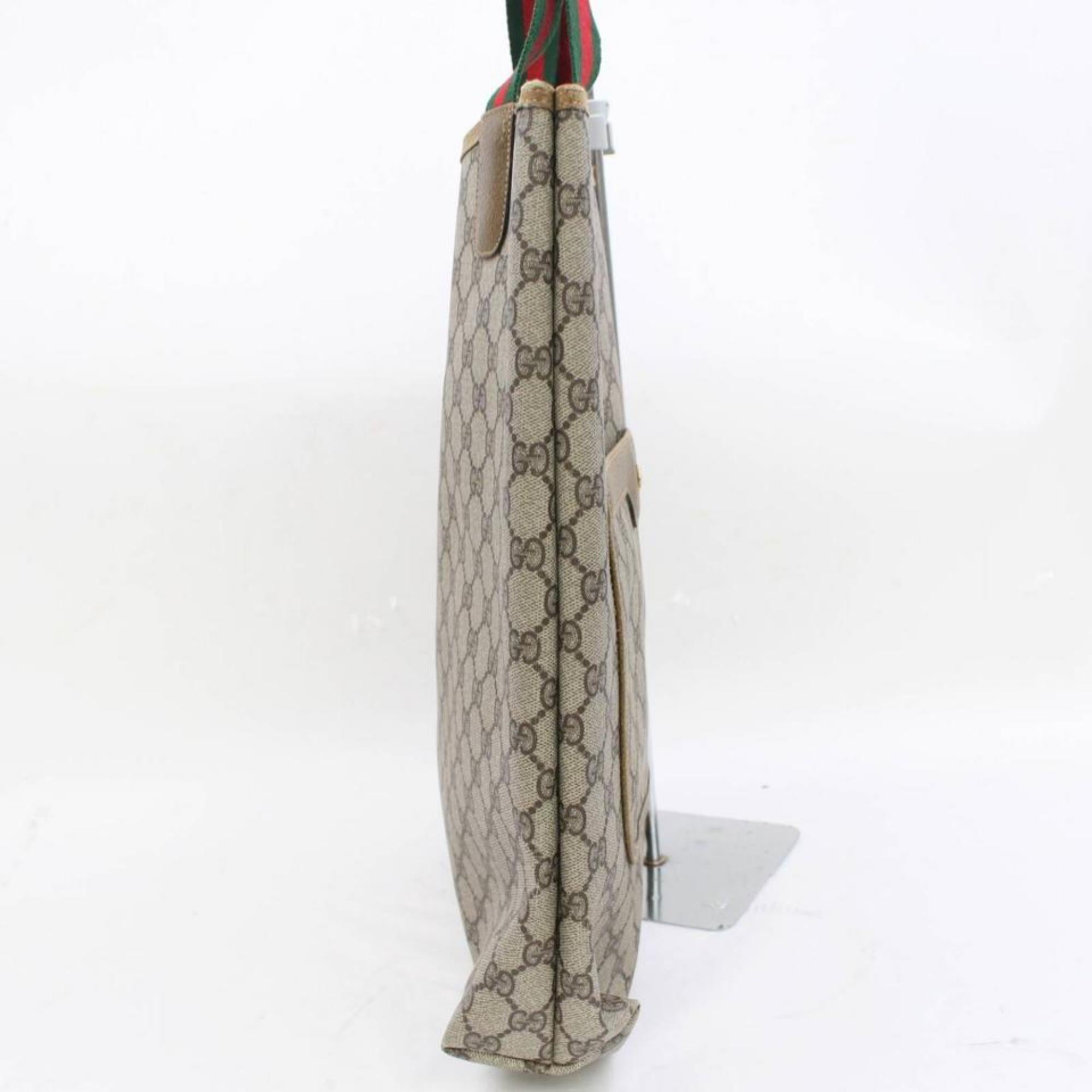 Gucci Supreme Sherry Monogram Large Web Shopping 868204 Brown Coated Canvas Tote For Sale 4