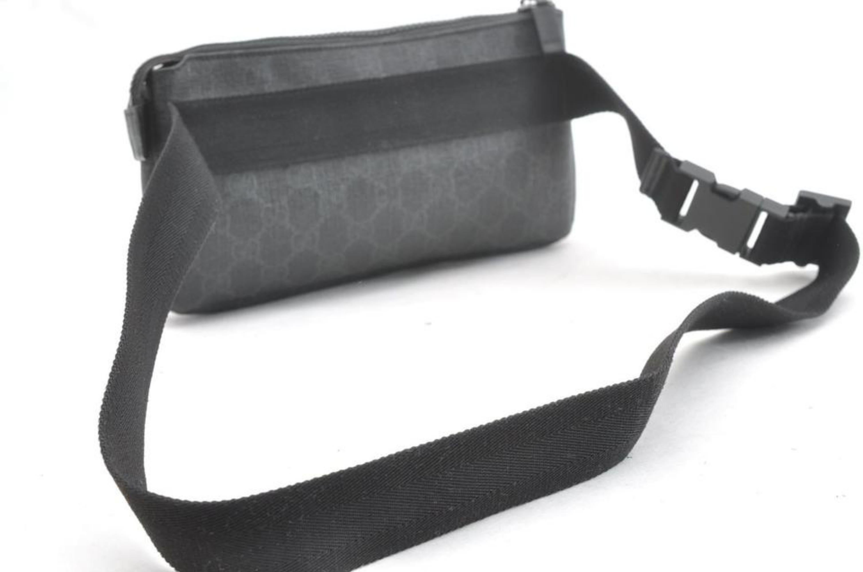 Women's Gucci Supreme Waist Belt Pouch 866920 Black Coated Canvas Cross Body Bag For Sale