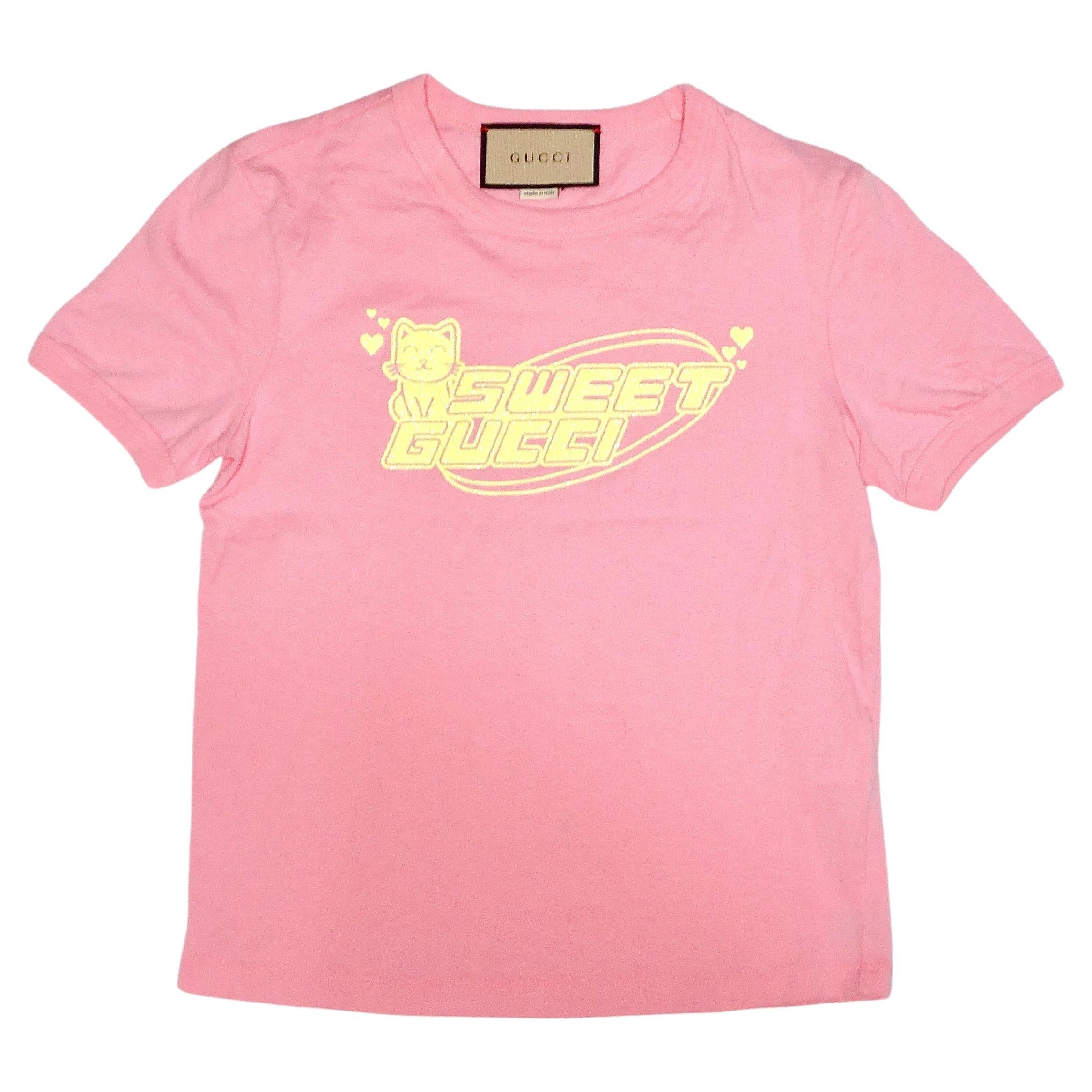 Maglietta Gucci Sweet Gucci in cotone rosa in vendita su 1stDibs gucci sweet maglia gucci arcobaleno