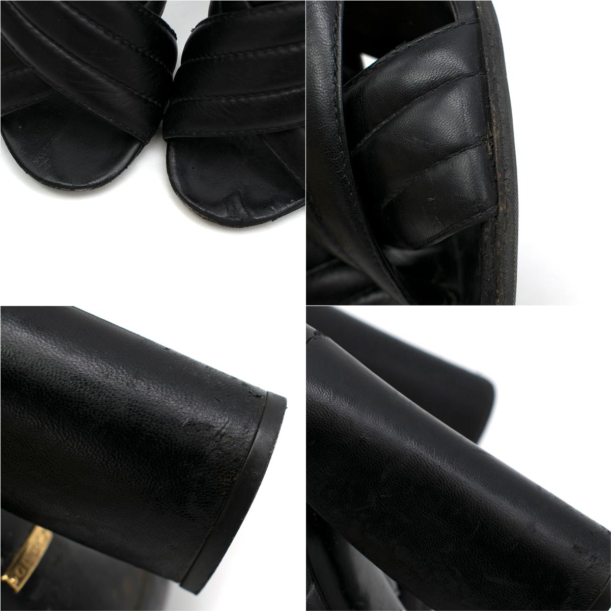 Gucci Sylvia Black Quilted-Leather Cross-Strap Mule Sandals SIZE 7 In Good Condition In London, GB