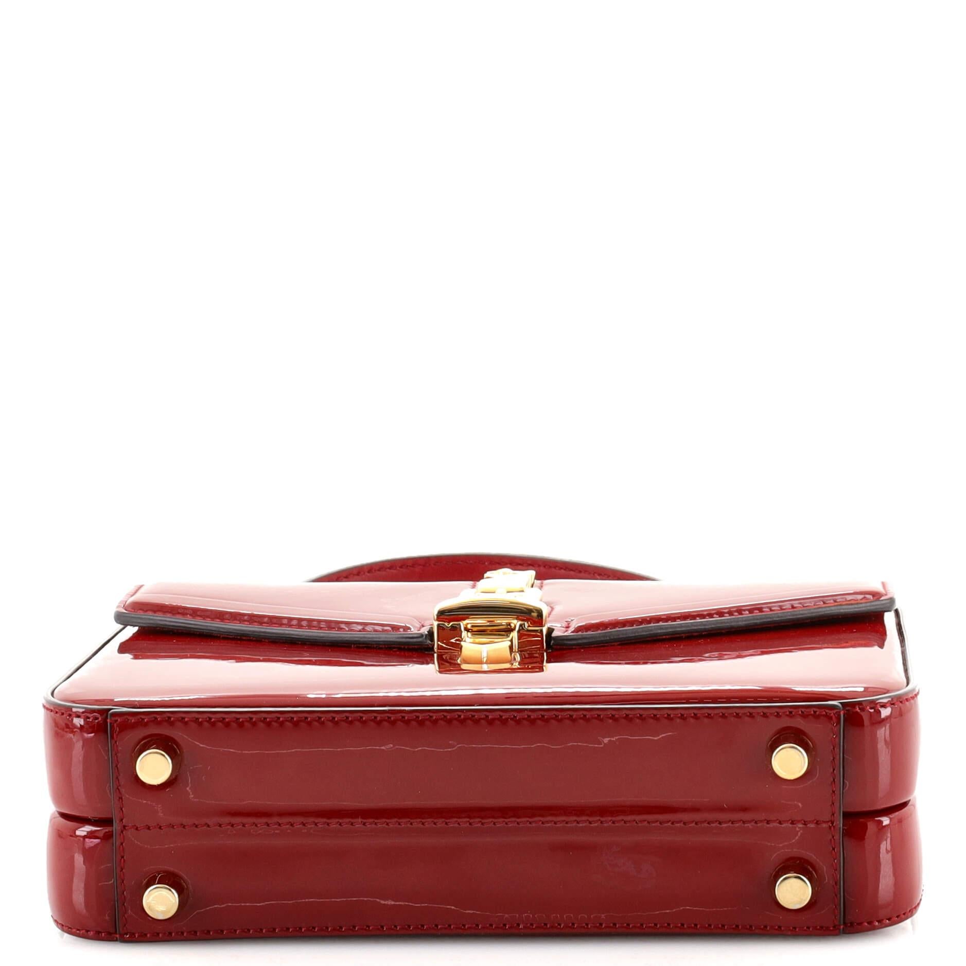Red Gucci Sylvie 1969 Top Handle Bag Patent Mini