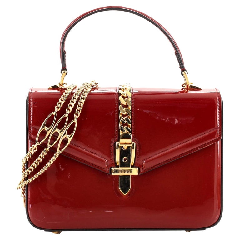 Gucci Sylvie 1969 Top Handle Bag Patent Mini For Sale at 1stDibs