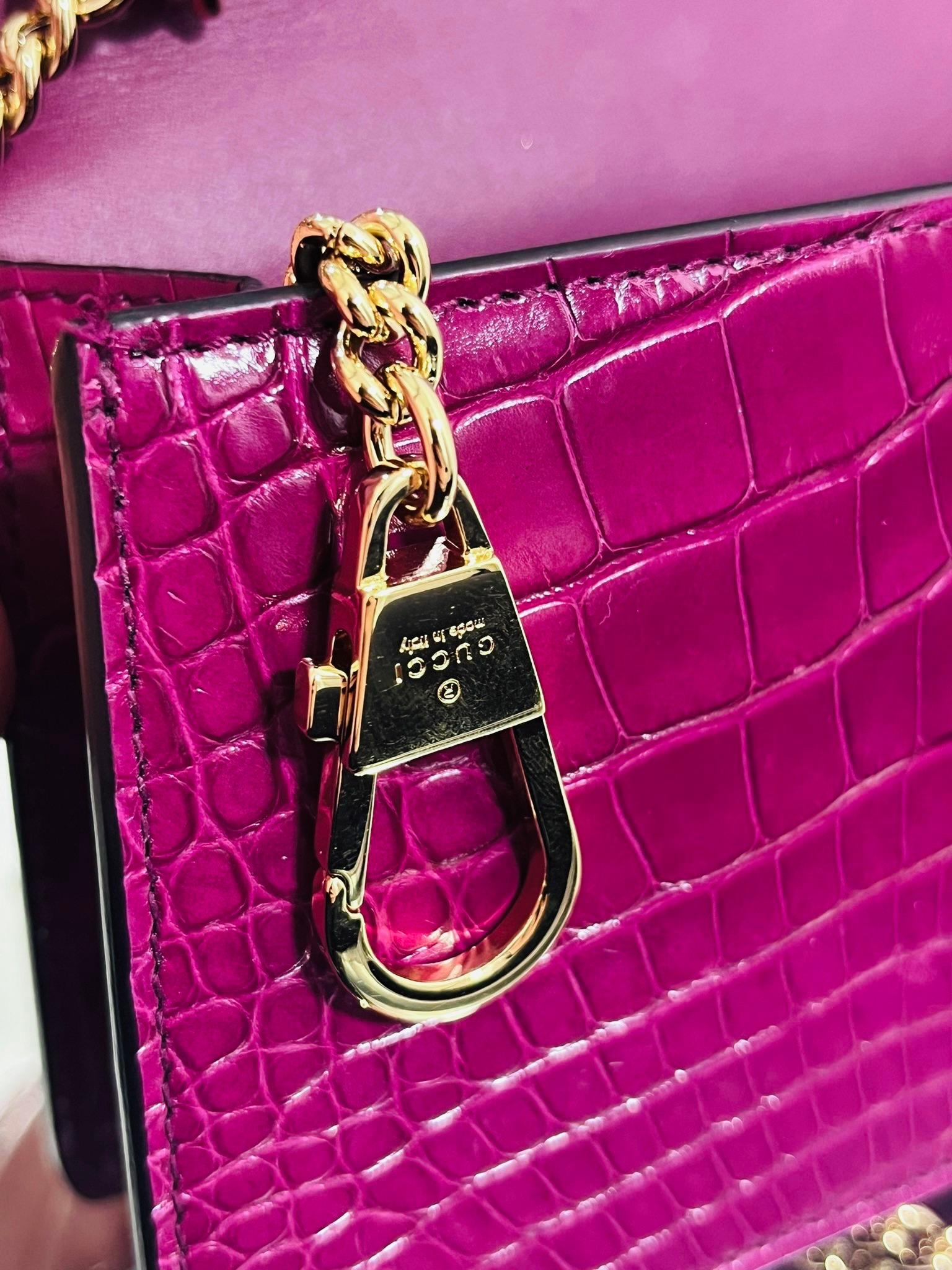 Gucci Sylvie Alligator Skin Web Stripe Bag 7