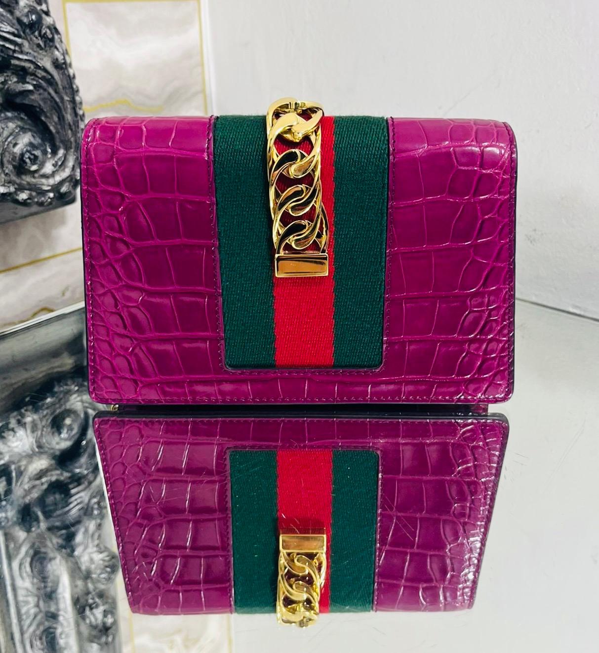 Gucci Sylvie Alligator Skin Web Stripe Bag 2