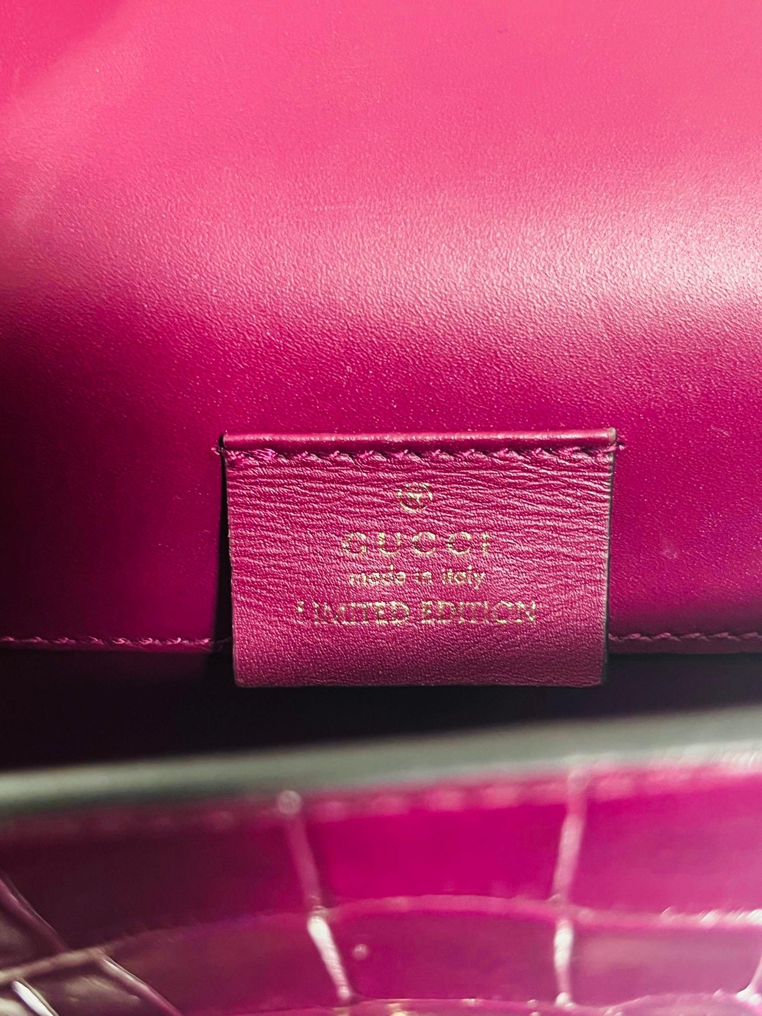 Gucci Sylvie Alligator Skin Web Stripe Bag 5