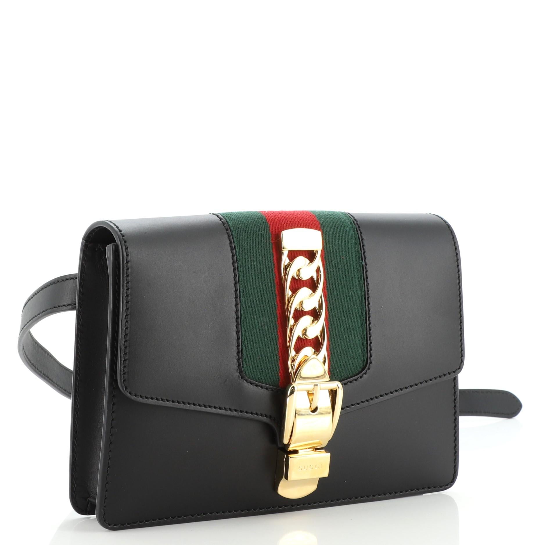 Black Gucci Sylvie Belt Bag Leather