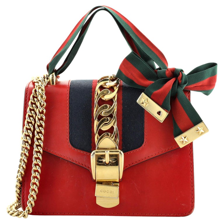 Gucci Calfskin Mini Sylvie Chain Red Shoulder Bag