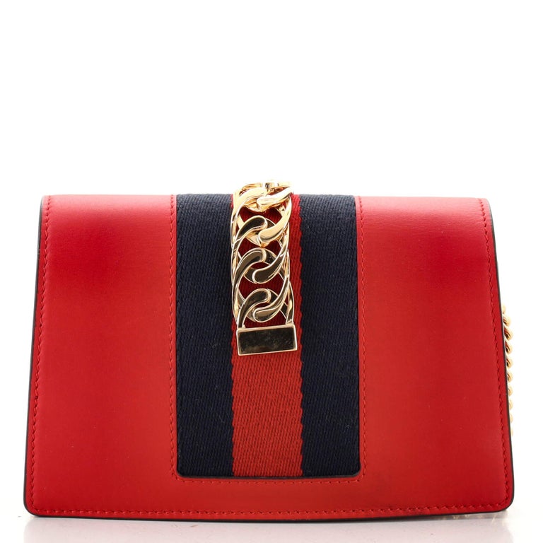 Gucci Sylvie Chain Shoulder Bag Leather Super Mini For Sale at 1stDibs