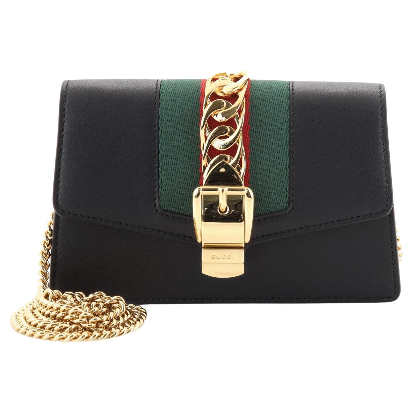 Gucci Sylvie Chain Shoulder Bag Leather Super Mini