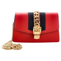 Gucci Sylvie Chain Shoulder Bag Leather Super Mini