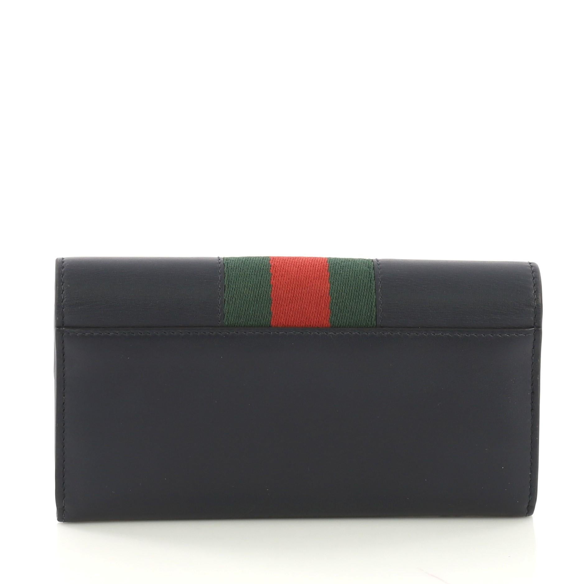 Gucci Sylvie Continental Wallet Embroidered Leather In Good Condition In NY, NY