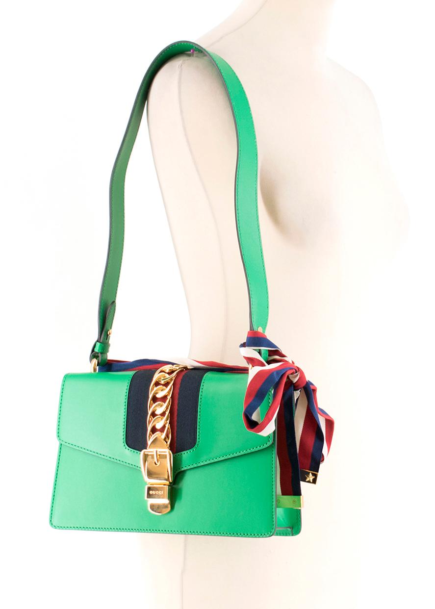 Gucci Sylvie Green Leather Small Shoulder Bag 2
