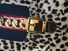Gucci Sylvie Handbag in  Calfskin Leather with Leopard Printing