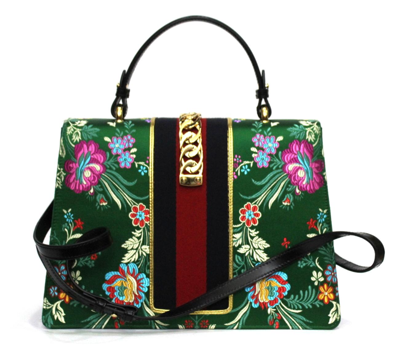 Gucci 'Sylvie' handbag in jacquard fabric with floral pattern at ...