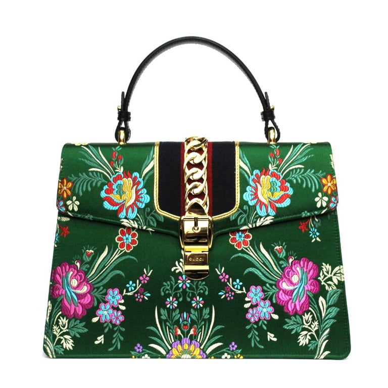 Gucci 'Sylvie' handbag in jacquard fabric with floral pattern at ...