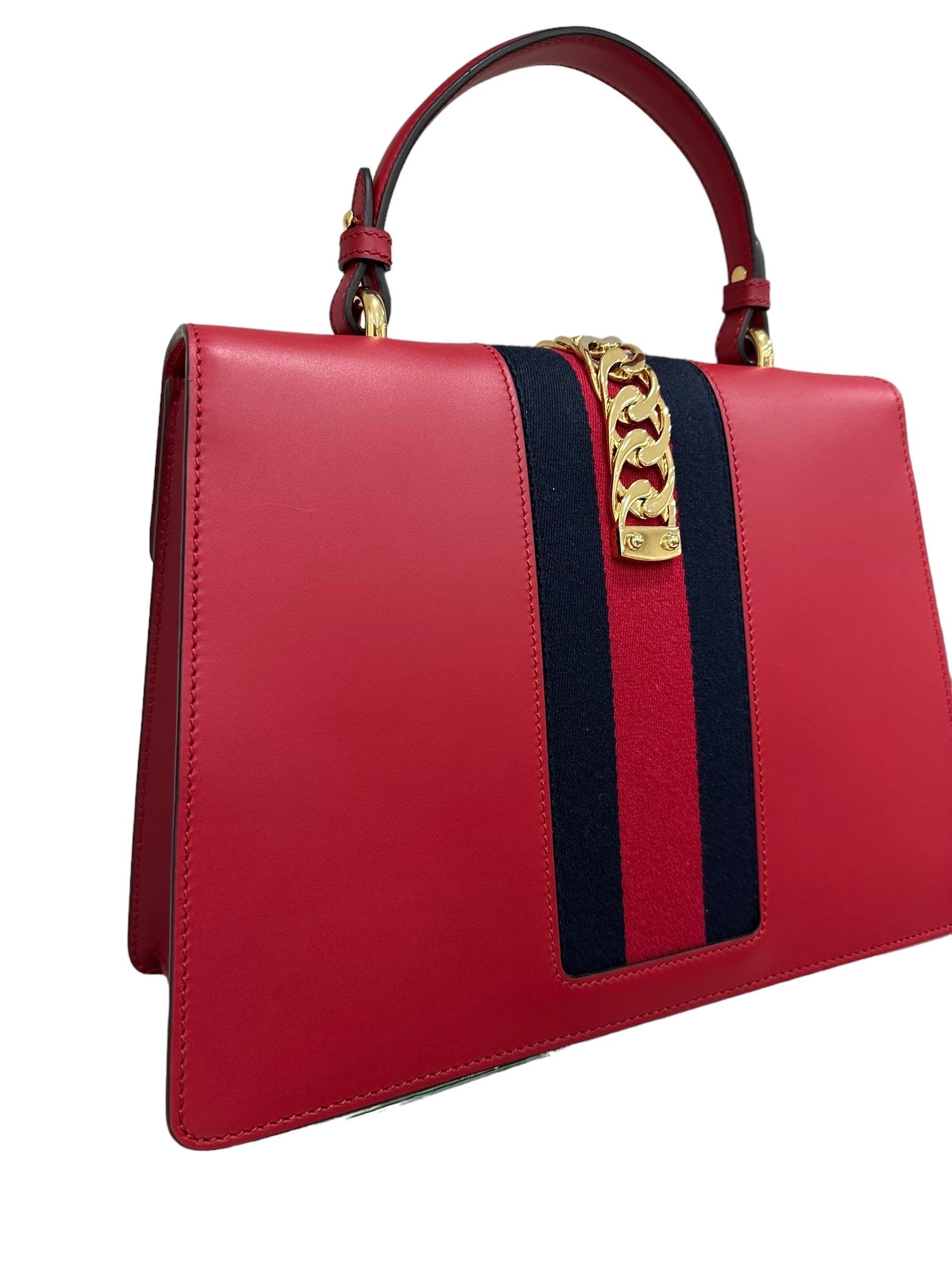 Gucci Sylvie Media Borsa a Tracolla pelle Rossa  For Sale 6