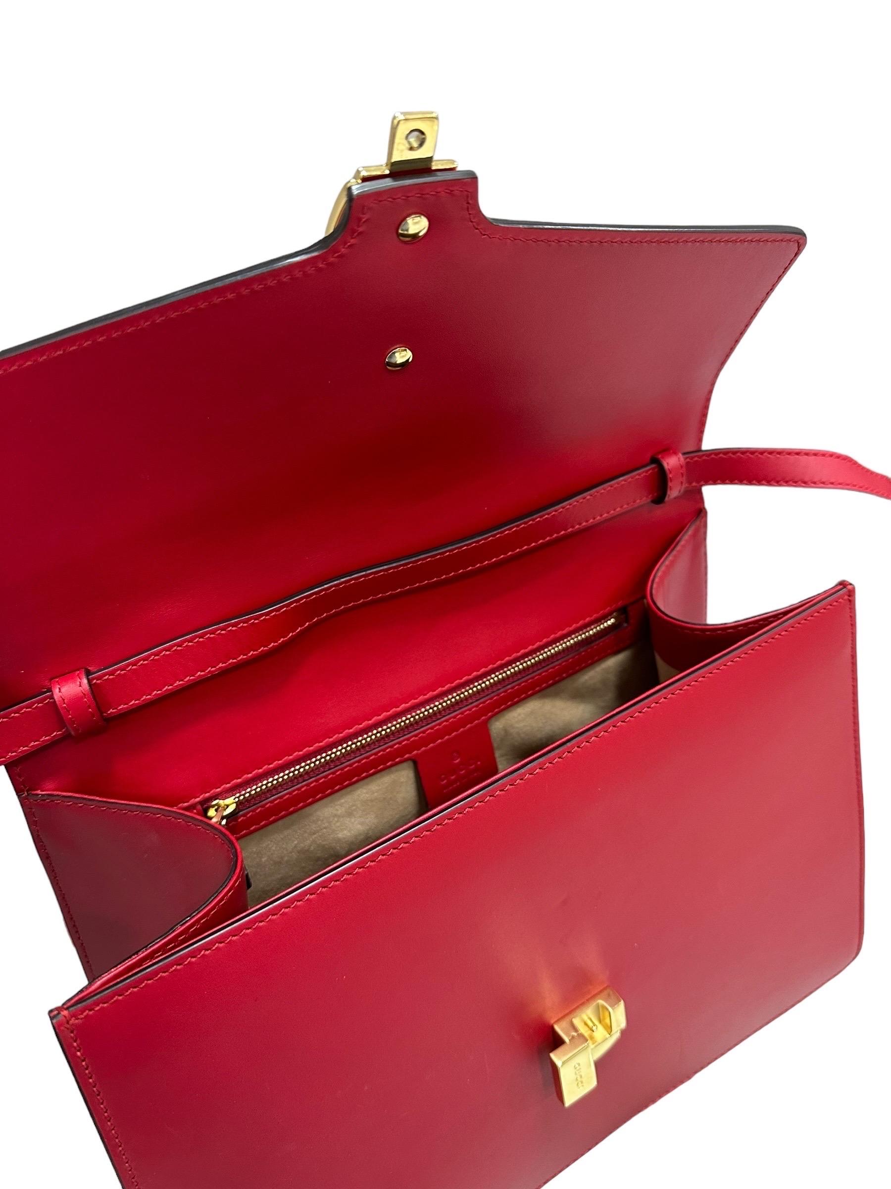 Gucci Sylvie Media Borsa a Tracolla pelle Rossa  For Sale 12