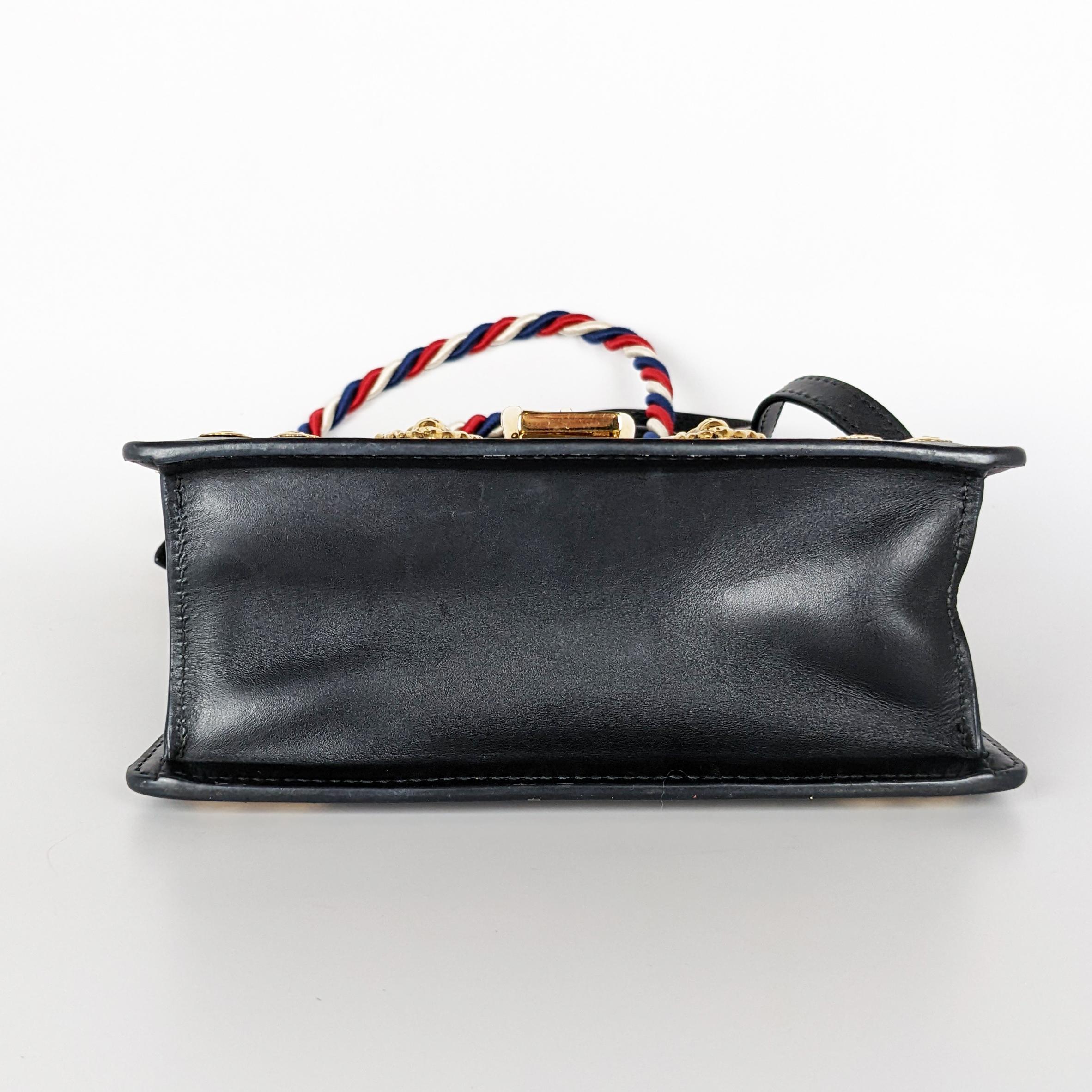 Men's Gucci Sylvie Mini Animal Studs Black Leather Crossbody Bag