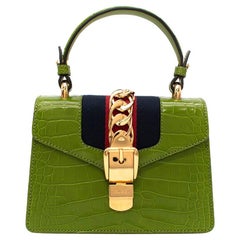 Gucci Sylvie Mini Chain-embellished Alligator Shoulder Bag