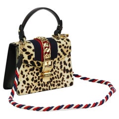 Gucci Sylvie Mini Leather Trimmed Calf Hair Shoulder Bag