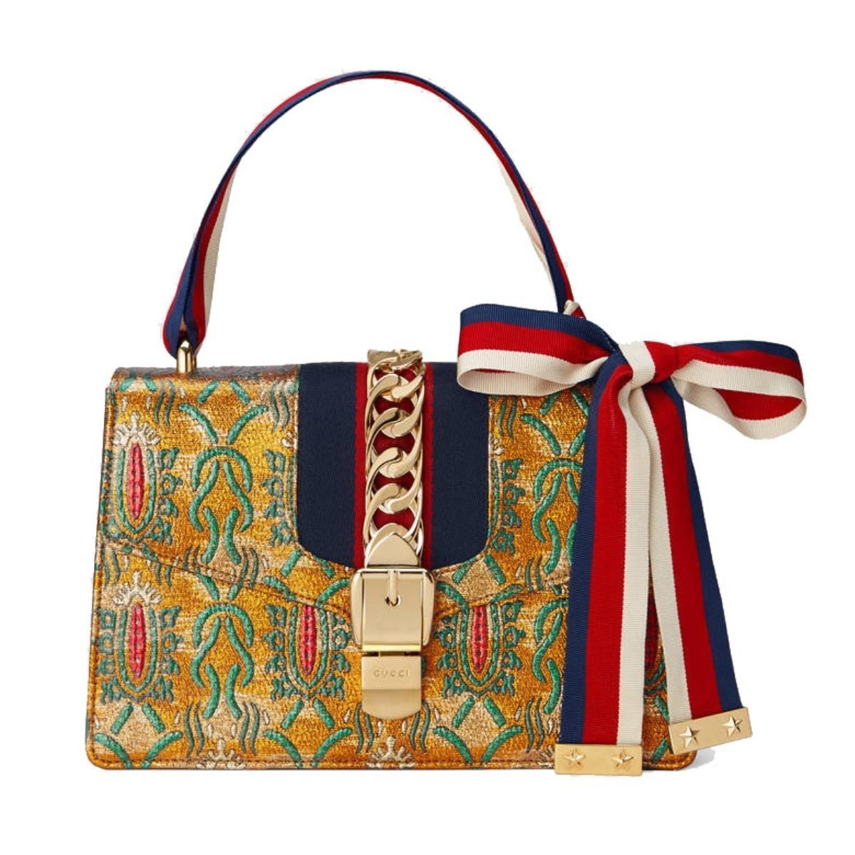 Sylvie Mehrfarbige Brokat-Tasche von Gucci im Angebot 2