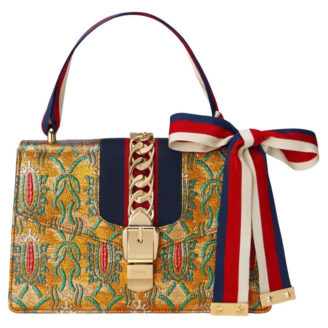 Sylvie Mehrfarbige Brokat-Tasche von Gucci im Angebot