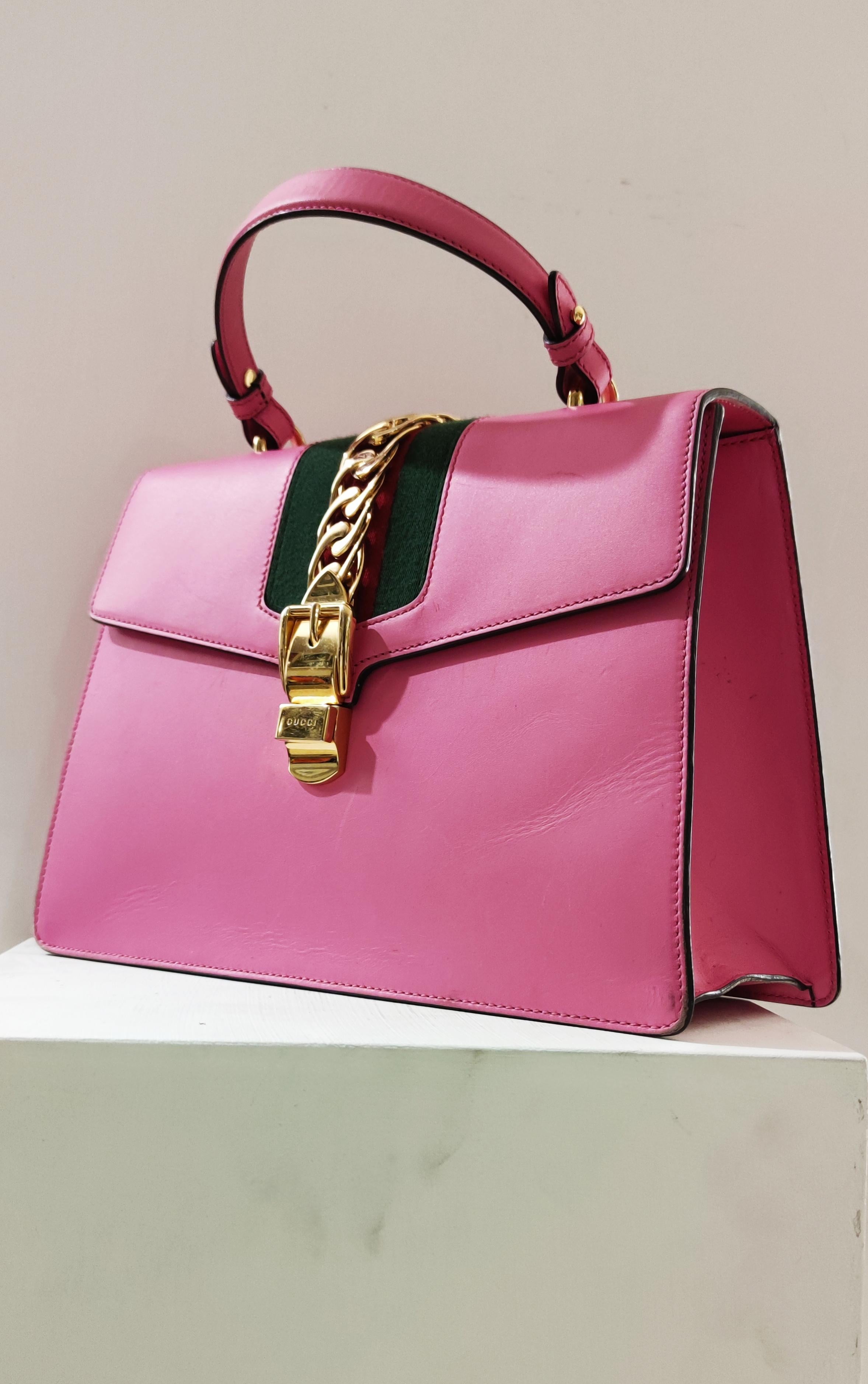 Gucci Sylvie pink handle bag 1