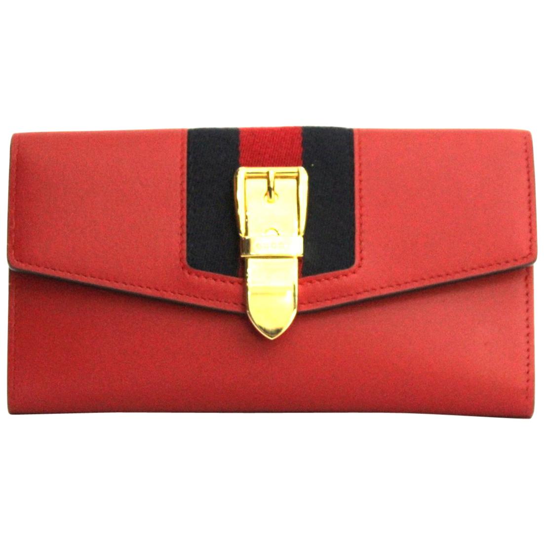 Gucci Sylvie Red Leather Continental Wallet