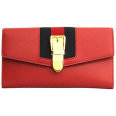 Gucci Sylvie Red Leather Continental Wallet