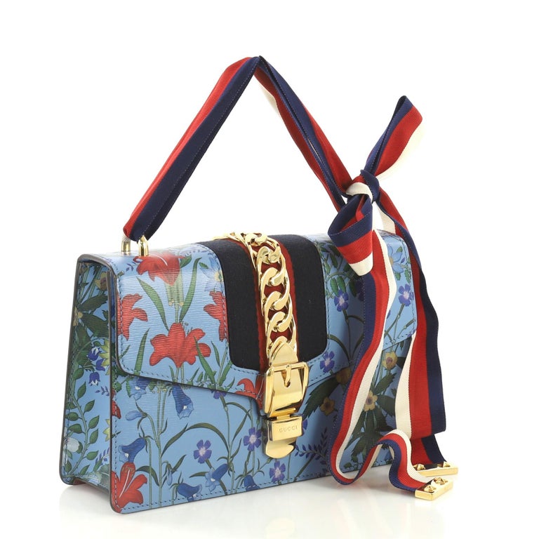 Gucci Sylvie Shoulder Bag Flora Leather Small at 1stDibs
