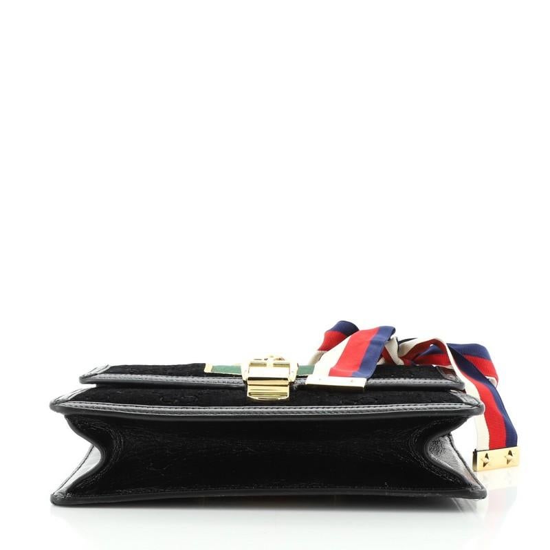 Black Gucci Sylvie Shoulder Bag GG Velvet Small