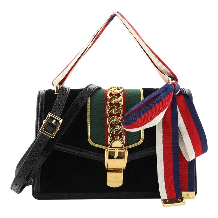 sylvie gg velvet small shoulder bag
