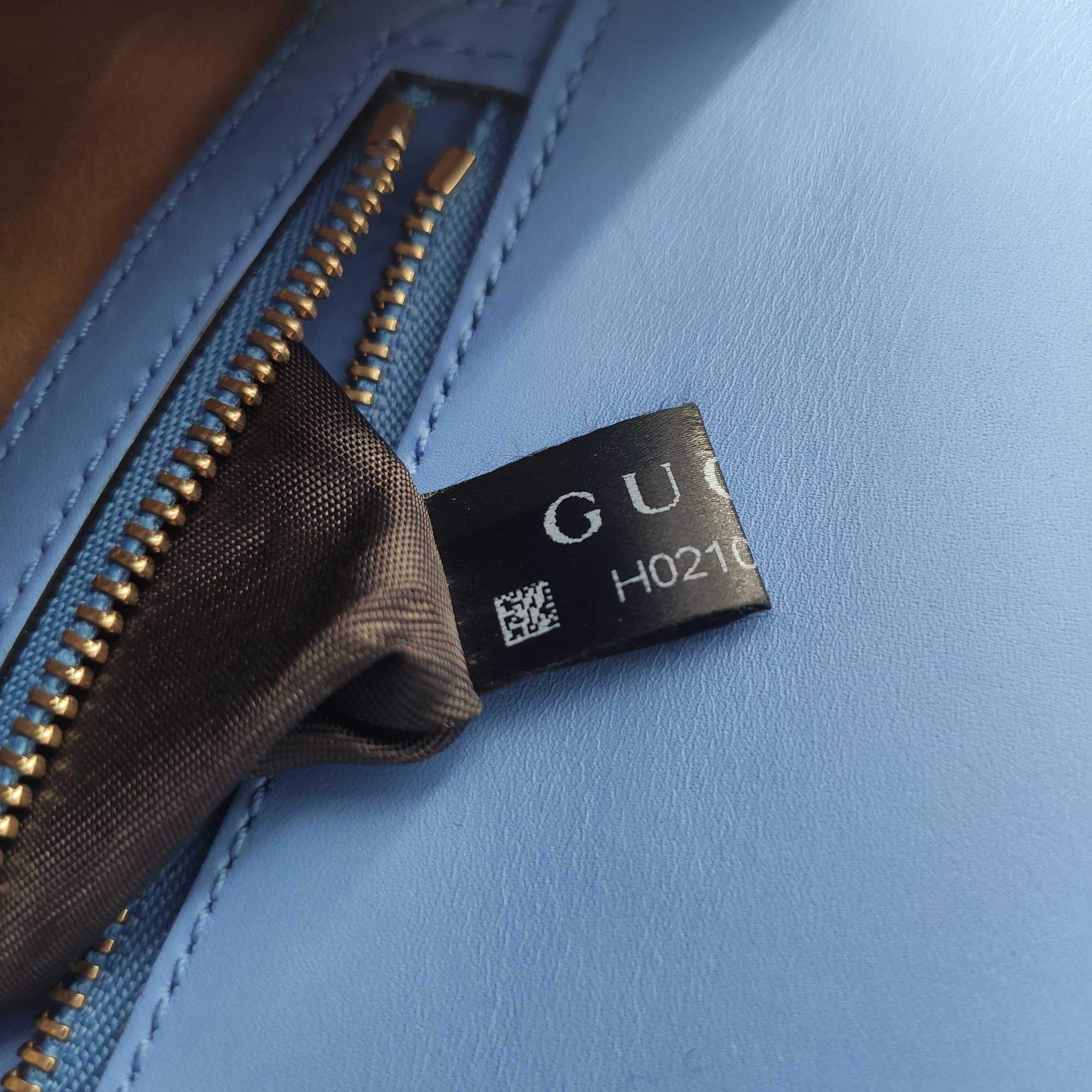 GUCCI Sylvie Shoulder bag in Blue Leather 2