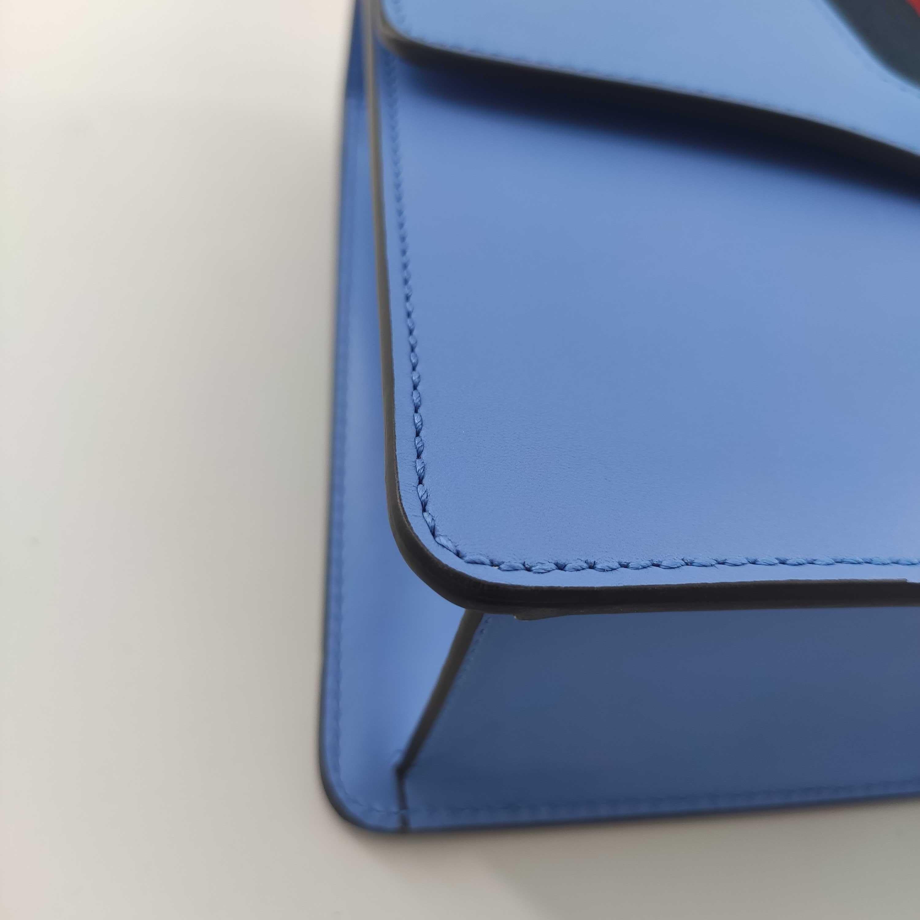 GUCCI Sylvie Shoulder bag in Blue Leather 3