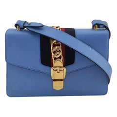 GUCCI Sylvie Shoulder bag in Blue Leather