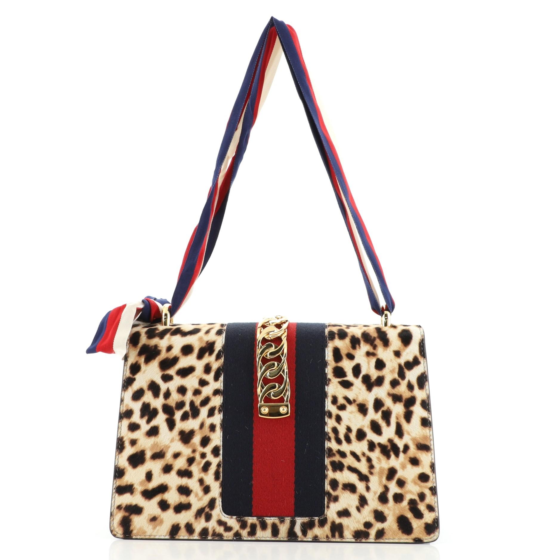 Gucci Sylvie Shoulder Bag Printed Calf Hair Small 5