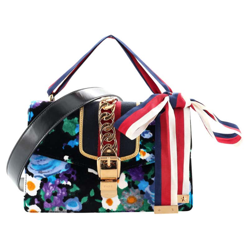Gucci Sylvie Shoulder Bag Printed Velvet Small at 1stDibs