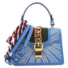 Gucci Sylvie Top Handle Bag Crystal Embellished Satin Mini