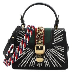 Gucci  Sylvie Top Handle Bag Crystal Embellished Satin Mini