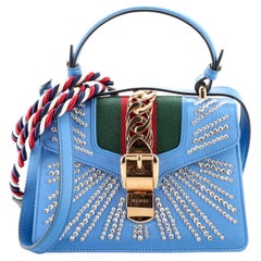 Gucci Sylvie Top Handle Bag Crystal Embellished Satin Mini
