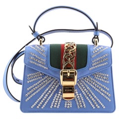 Gucci Sylvie Top Handle Bag Crystal Embellished Satin Mini