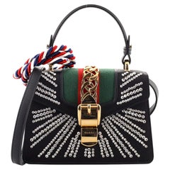 Gucci Sylvie Top Handle Bag Crystal Embellished Satin Mini