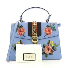 Gucci Sylvie Top Handle Bag Embroidered Leather Medium