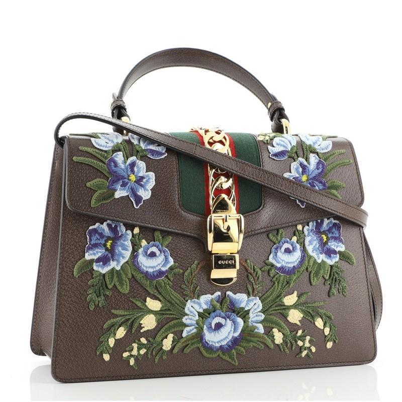 Gucci sylvie embroidered bag outlet