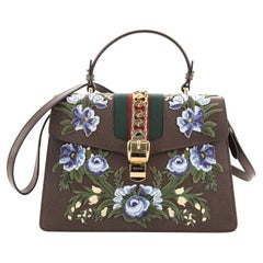 Gucci Sylvie Top Handle Bag Embroidered Leather Medium