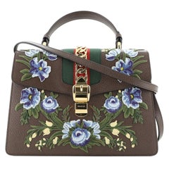 Gucci Sylvie Top Handle Bag Embroidered Leather Medium