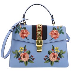 Gucci Sylvie Top Handle Bag Embroidered Leather Medium