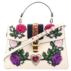 Gucci Sylvie Top Handle Bag Embroidered Leather Medium